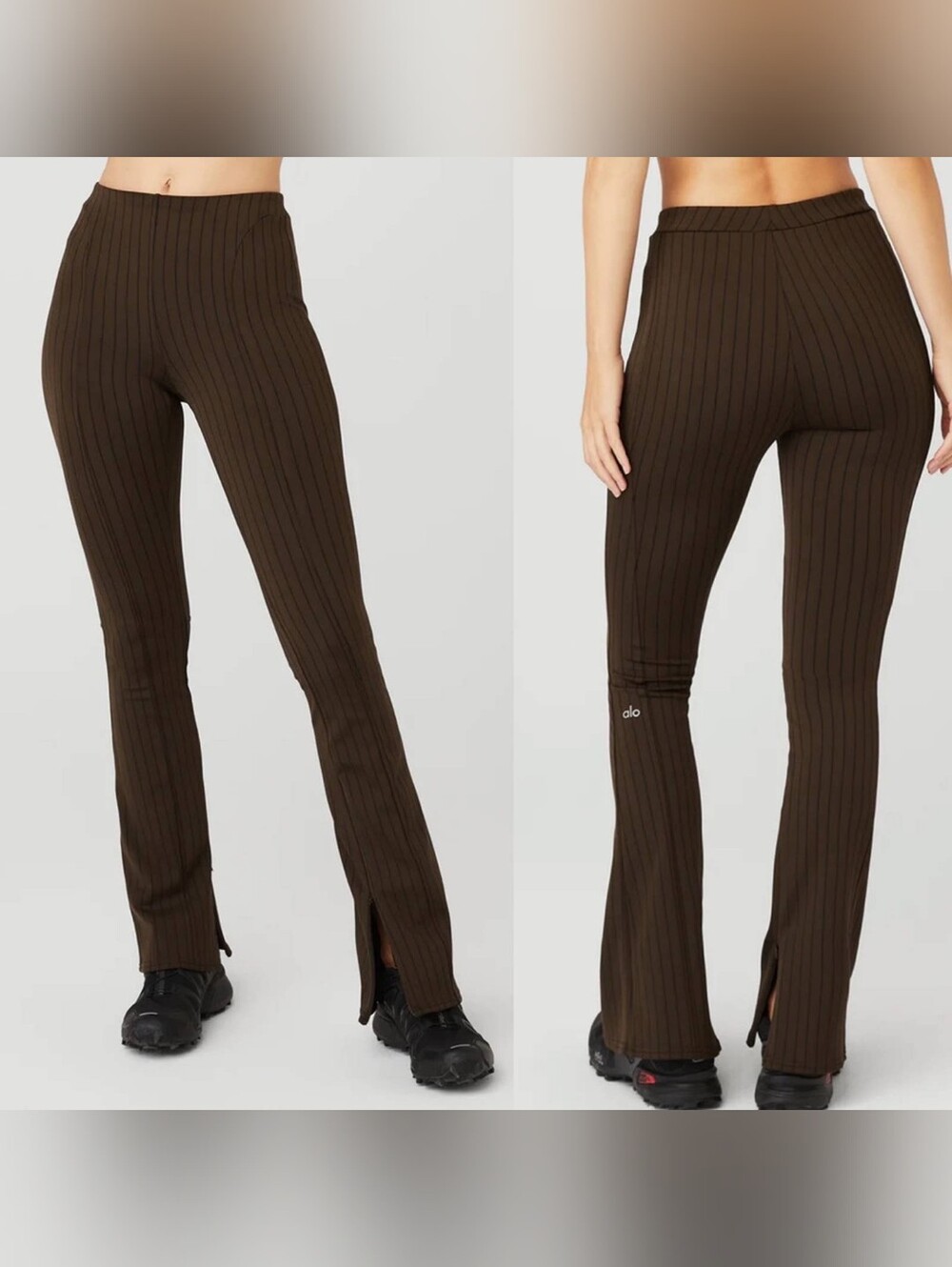 ALO YOGAHigh-Waist Pinstripe Zip It Flare Leggings